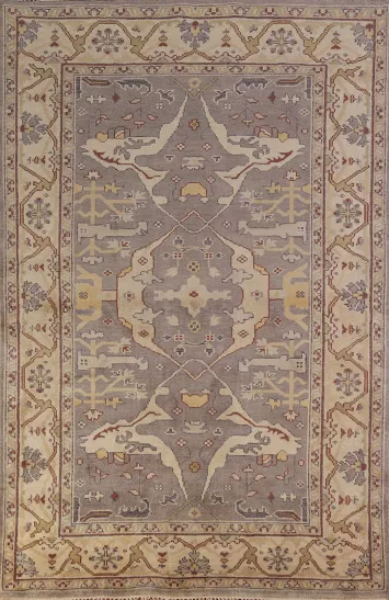 Earth Tone Wool Oushak Indian Area Rug 6x9