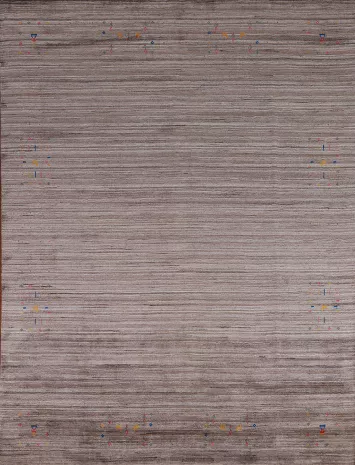 Striped Brown Wool Gabbeh Indian Area Rug 8x10