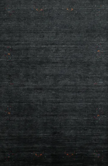 Dark Slate Color Large Gabbeh Area Rug 9x12 with Delicate Accents