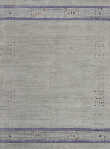 Silver Gray Wool Gabbeh Indian Area Rug 8x10