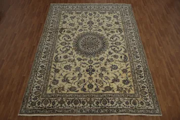Ornate Floral Nain Persian Area Rug 10x13 for Classic Interiors