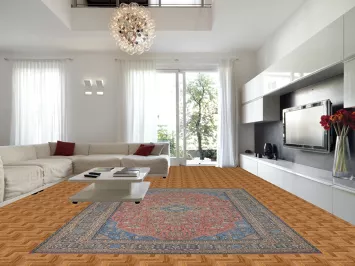 Pink Geometric Tabriz Persian Area Rug 10x13