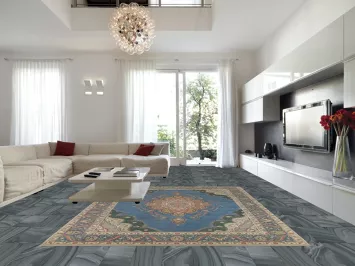 Vintage Blue Tabriz Persian Area Rug 10x13