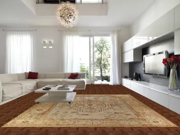 Pre-1900 Antique Vegetable Dye Oushak Turkish Rug 12x14