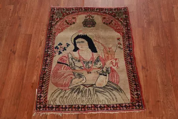 Pre-1900 Antique Vegetable Dye Kerman Ravar Persian Rug 2x3