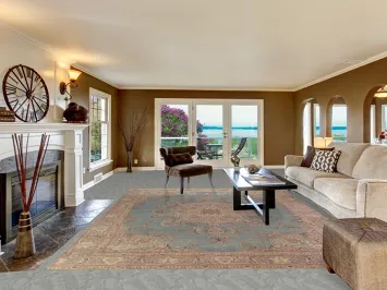 Light Blue Medallion Tabriz Persian Area Rug 9x12