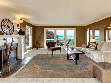 Blue Floral Wool Tabriz Persian Area Rug 10x13