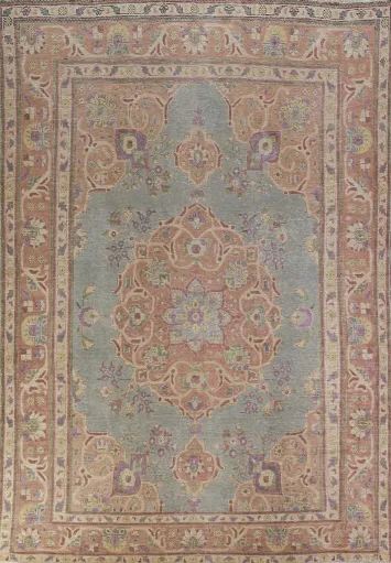 Light Blue Wool Tabriz Persian Area Rug 8x11