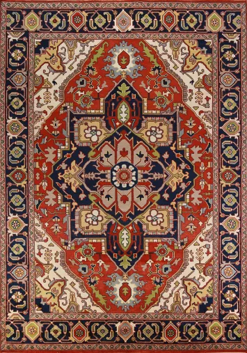 Geometric Wool Heriz Serapi Oriental Area Rug 9x12