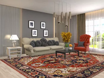 Geometric Wool Heriz Serapi Oriental Area Rug 9x12