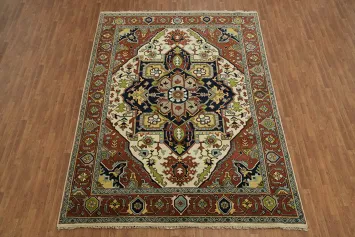 Traditional Persian Motif Rug in Vibrant Earthy Tones 9x12