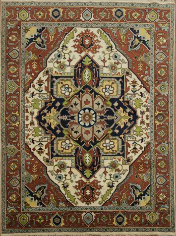 Traditional Persian Motif Rug in Vibrant Earthy Tones 9x12
