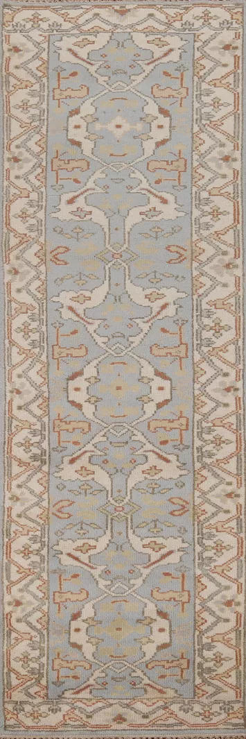 Light Blue Oushak Oriental Runner Rug 3x10