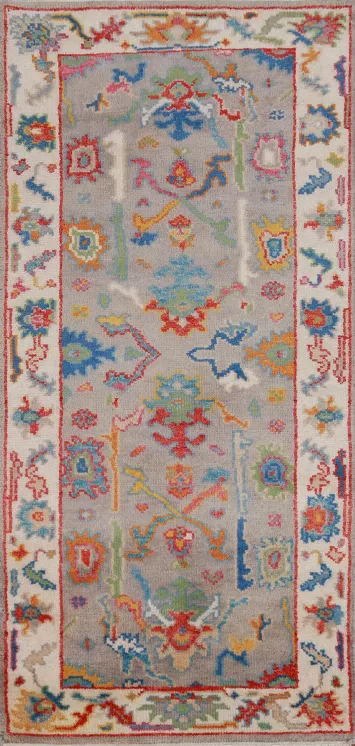 Gray & Ivory Oushak Oriental Foyer Rug 3x6