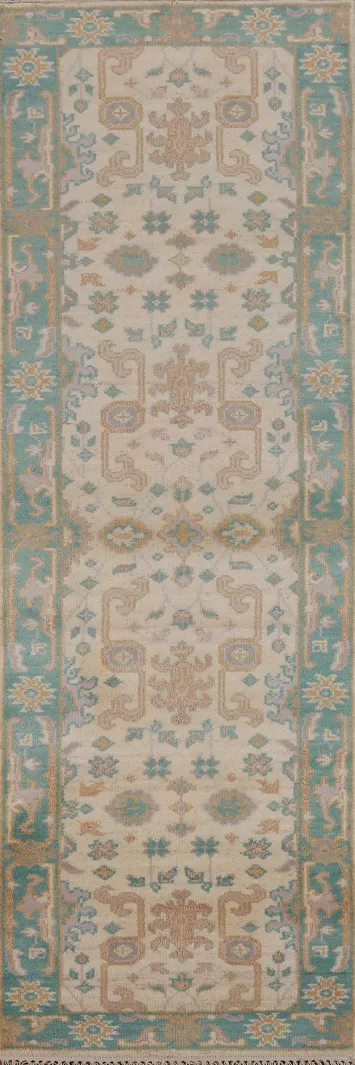 Handmade Wool Oushak Oriental Runner Rug 3x10
