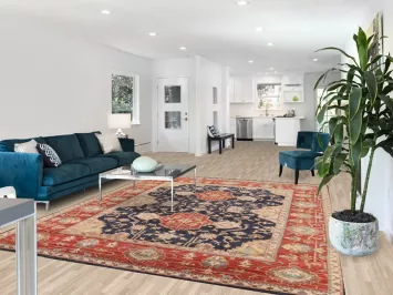 Navy Blue & Orange Oushak Indian Area Rug 8x10