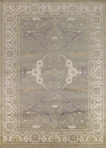 Earth Tone Wool Oushak Indian Area Rug 9x12