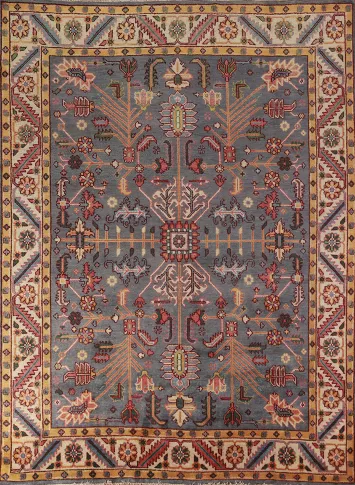 Gray Blue Geometric Oushak Oriental Area Rug 8x10