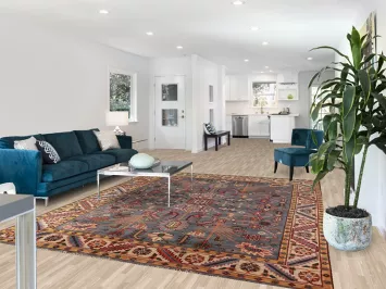 Gray Blue Geometric Oushak Oriental Area Rug 8x10