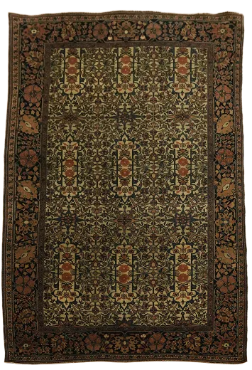 Pre-1900 Vegetable Dye Sarouk Farahan Persian Rug 4x7
