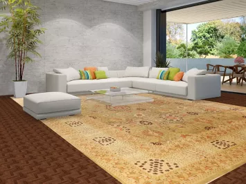 Vegetable Dye Gold Floral Tabriz Oriental Large Rug 12x18