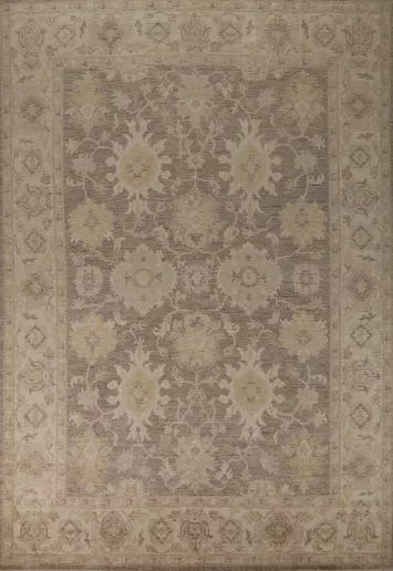 Vegetable Dye Brown Oushak Turkish Area Rug 9x12