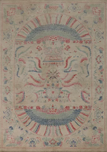 Vegetable Dye Art Deco Turkish Rug 5x7