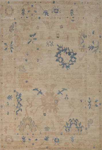 Vegetable Dye Handmade Oushak Turkish Rug 5x7