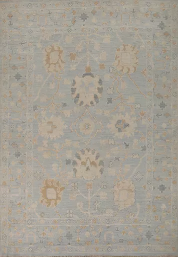 Vegetable Dye Blue Oushak Turkish Rug 5x7