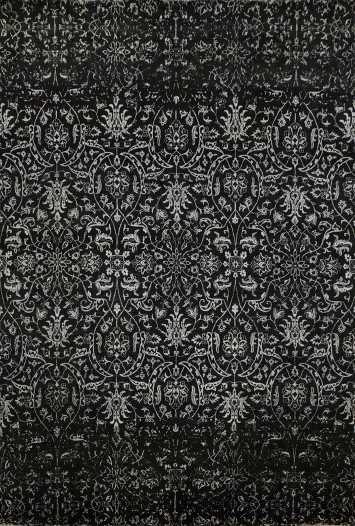 Elegant Black Damask Pattern Art & Craft Area Rug 9x13 for Luxurious Interiors