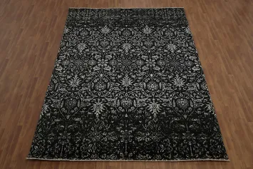 Elegant Black Damask Pattern Art & Craft Area Rug 9x13 for Luxurious Interiors