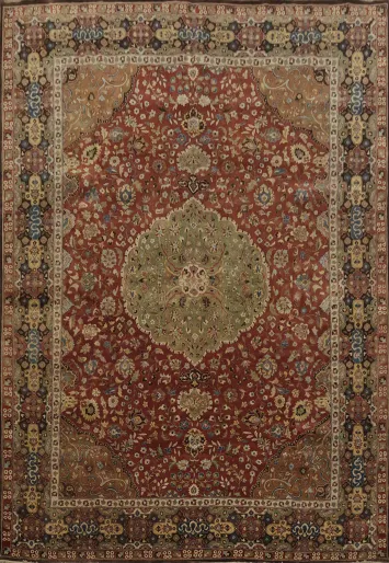 Richly Detailed Kashan Area Rug 9x12 with Classic Floral Borders