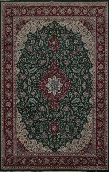 Elegant Red and Green Aubusson Chinese Rug 9x12