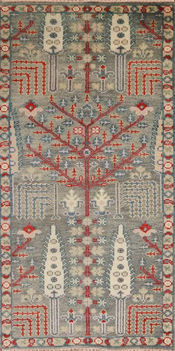 Gray Wool Heriz Serapi Indian Rug 3x6
