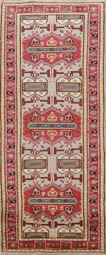 Geometric Heriz Serapi Indian Runner Rug 3x8
