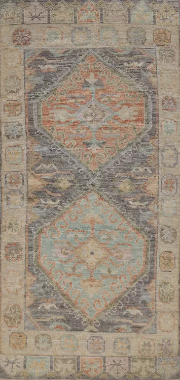 Gray Vegetable Dye Oushak Turkish Rug 3x6