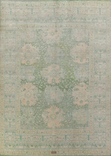 Vegetable Dye Green Oushak Turkish Area Rug 9x12