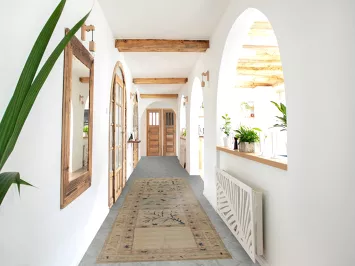 Vegetable Dye Art Deco Turkish Runner Rug 3x12