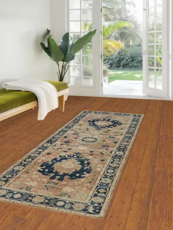 Vegetable Dye Oushak Turkish Runner Rug 3x8