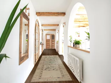 Vegetable Dye Art Deco Turkish Runner Rug 3x12