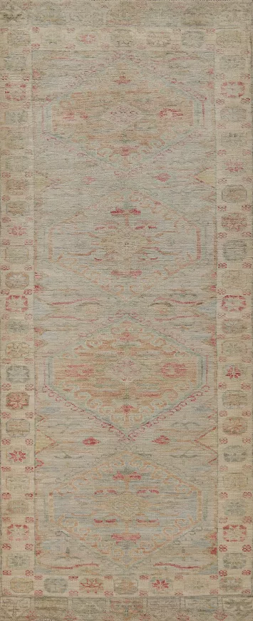 Vegetable Dye Oushak Turkish Runner Rug 3x10
