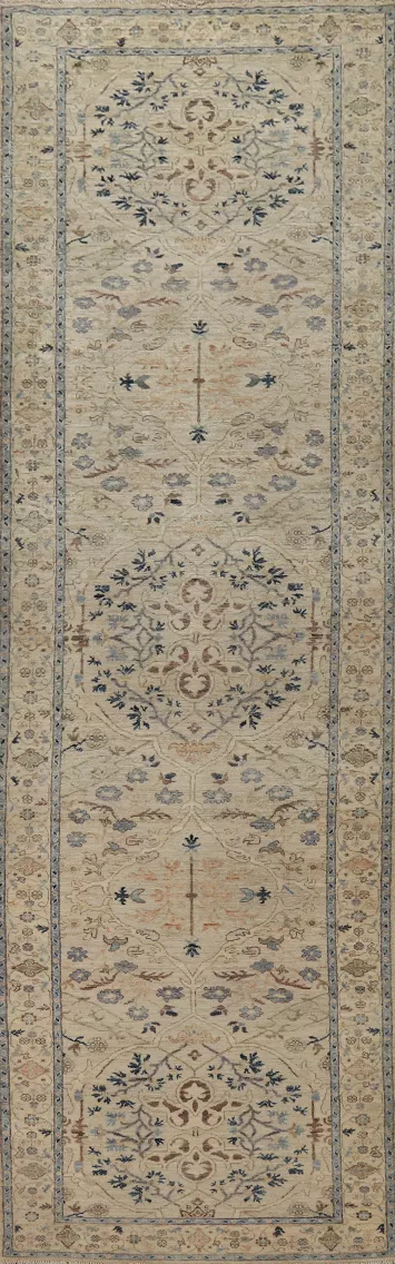 Vegetable Dye Oushak Turkish Runner Rug 3x12