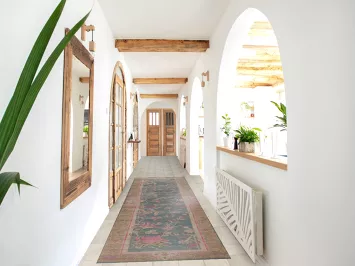 Vegetable Dye Blue Oushak Turkish Runner Rug 3x12