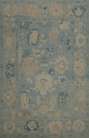 Sophisticated Interiors Start with This Blue Oushak Area Rug 9x12