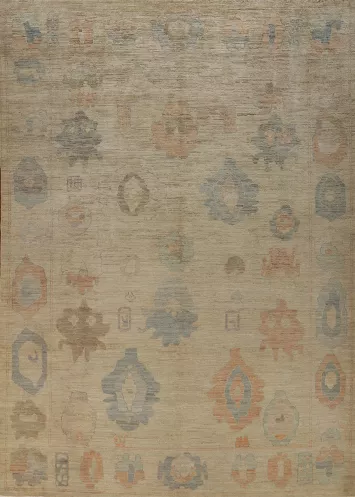 Vegetable Dye Wool Oushak Turkish Area Rug 9x12