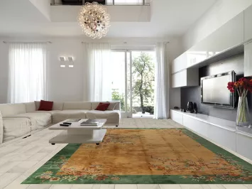 Vegetable Dye Gold Art Deco Nichols Chinese Large Rug 12x18