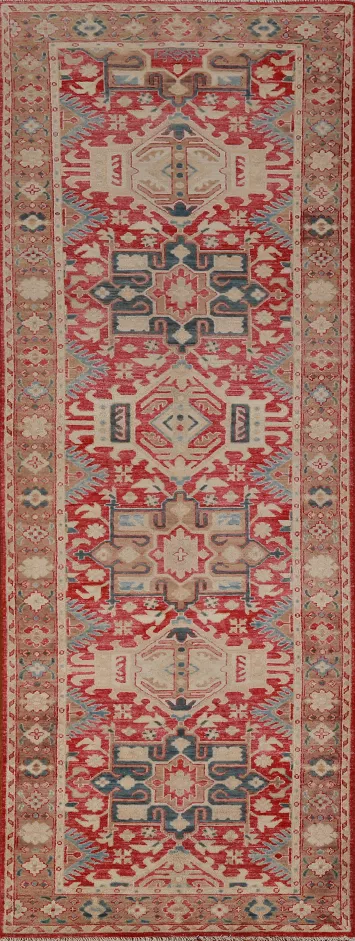 Vegetable Dye Red Heriz Serapi Oriental Runner Rug 3x10