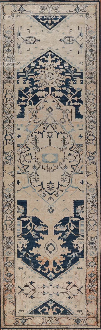 Vegetable Dye Wool Ziegler Oriental Runner Rug 3x13