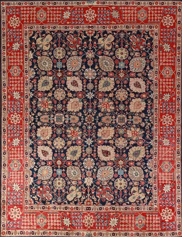 Vegetable Dye Navy Blue Heriz Serapi Oriental Area Rug 8x10