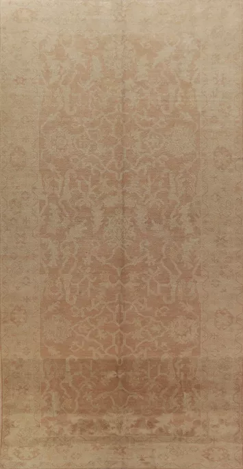 Vegetable Dye Floral Oushak Oriental Large Rug 7x16